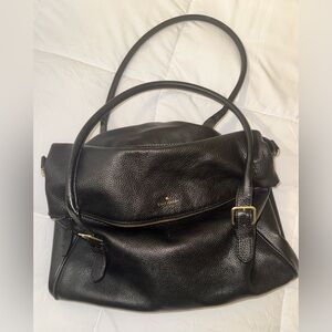 Kate Spade Black Leather Weekender Bag with Gold Hardware EUC